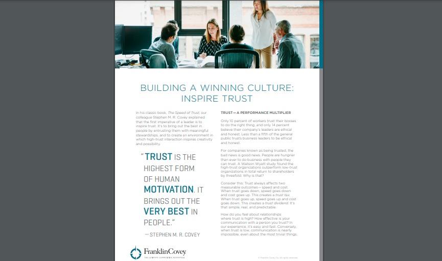 Whitepaper: Building a Winning Culture - Inspire Trust
