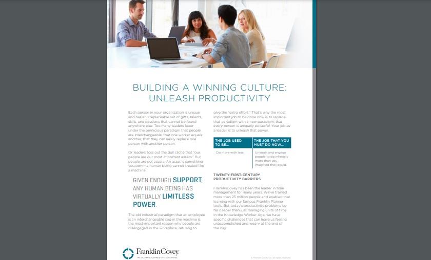 Whitepaper: Building a Winning Culture - Unleash Productivity