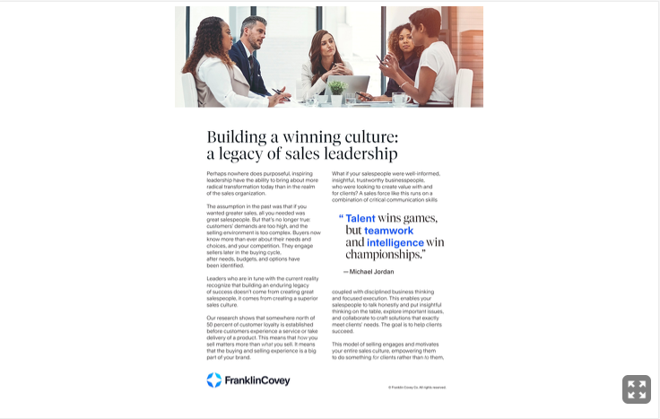 Whitepaper: Building a Winning Culture: A Legacy of Sales Leadership