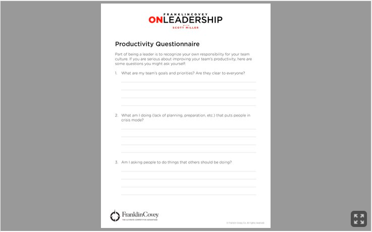 Tool: Productivity Questionnaire